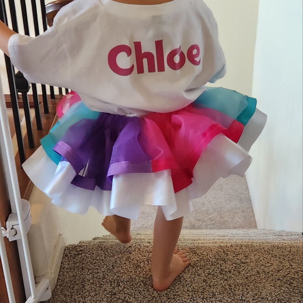Handmade Multi Color Tutu & Bow Clip